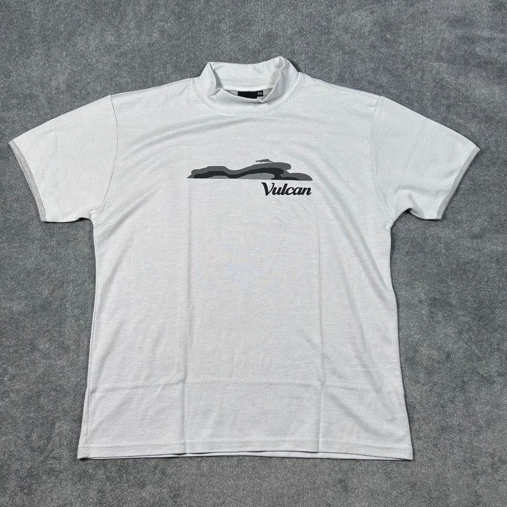 VTG Kawasaki Vulcan Mock Neck Graphic T-Shirt Men XXL White Textured Made in USA